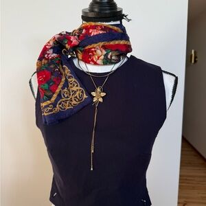 Miss Selfridge Navy crop top w openish back